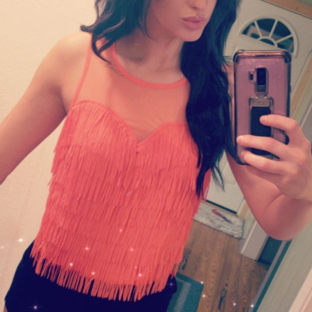 Orange Fringe Top